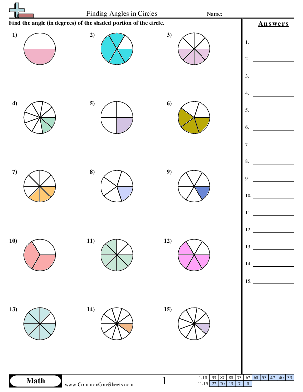 Finding Angles in Circles worksheet